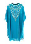 Serafina Collection Embellished design Kaftan Midi Dress, Turquoise