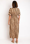 Serafina Collection One Size Reptile Print Maxi Dress, Brown Gold