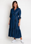 Serafina Collection One Size Belted Maxi Shirt Dress, Denim Blue