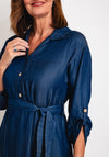 Serafina Collection One Size Belted Maxi Shirt Dress, Denim Blue