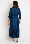 Serafina Collection One Size Belted Maxi Shirt Dress, Denim Blue