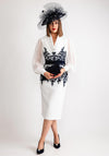 Veni Infantino Cowl Neck Chiffon Sleeve Dress, Ivory & Navy