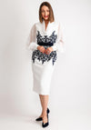 Veni Infantino Cowl Neck Chiffon Sleeve Dress, Ivory & Navy