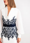 Veni Infantino Cowl Neck Chiffon Sleeve Dress, Ivory & Navy