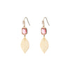 Angela D’Arcy Baby Leaf Earrings, Gold & Pink