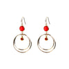 Angela D’Arcy Double Hoop Earrings, Gold & Red