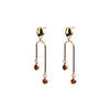 Angela D’Arcy Double Drop Earrings, Gold & Red