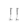 M Collection Large Pearl Drop Earrings, Silver