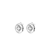 M Collection Clover Button Stud Earrings, Silver