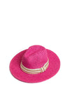 Serafina Collection One Size Woven Band Trim Fedora, Cerise Pink