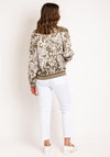 Serafina Collection Feather Print Bomber Jacket, Khaki