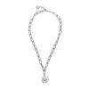 M Collection Clover Charm Link Necklace, Silver