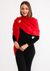 Serafina Cashmere Blend Pashmina & Brooch Gift Box, Red