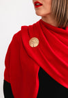 Serafina Cashmere Blend Pashmina & Brooch Gift Box, Red