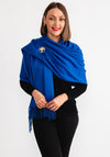 Serafina Cashmere Blend Pashmina & Brooch Gift Box, Royal Blue