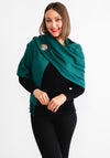 Serafina Cashmere Blend Pashmina & Brooch Gift Box, Bottle Green