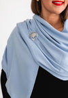 Serafina Cashmere Blend Pashmina & Brooch Gift Box, Baby Blue