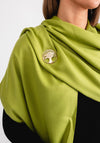 Serafina Cashmere Blend Pashmina & Brooch Gift Box, Green