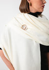 Serafina Collection Scarf and Brooch Gift Set, Cream