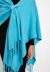 Serafina Collection One Size Fringe Knitted Poncho, Teal