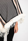 Serafina Collection One Size Faux Fur Fringe Poncho, Cream