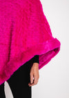 Serafina Collection One Size Heart Embossed Faux Fur Poncho, Fuchsia