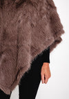 Serafina Collection One Size Faux Fur Poncho, Brown