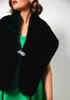 Serafina Collection One Size Faux Fur Shawl, Dark Green