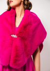 Serafina Collection One Size Faux Fur Shawl, Fuchsia Pink