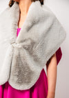 Serafina Collection One Size Faux Fur Shawl, Light Grey