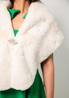 Serafina Collection One Size Faux Fur Shawl, Cream