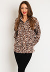 Serafina Collection Satin Feel Print Blouse, Brown