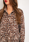 Serafina Collection Satin Feel Print Blouse, Brown