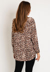 Serafina Collection Satin Feel Print Blouse, Brown