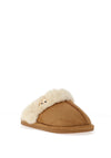 Zen Collection Faux Fur Brooch Detail Slippers, Camel