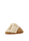 Zen Collection Faux Fur Brooch Detail Slippers, Camel