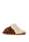 Zen Collection Faux Fur Brooch Detail Slippers, Leopard