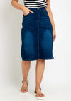 Serafina Collection Knee Length Skirt, Dark Wash Denim