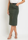 The Serafina Collection One Size Polly Midi Skirt, Khaki