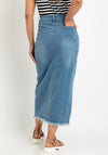 Serafina Collection Slit Front Midi Skirt, Mid Wash Denim