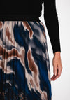 Serafina Collection One Size Dual Print Pleated Midi Skirt, Navy