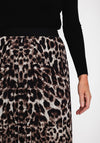 Serafina Collection One Size Pleated Leopard Print Midi Skirt, Brown