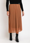 Serafina Collection One Size Pleated Midi Skirt, Camel