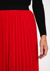 Serafina Collection One Size Pleated Midi Skirt, Red