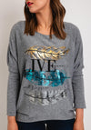 Serafina Collection One Size Metallic Print Sweater, Grey