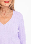 Serafina Collection V-Neck Cable Knit Sweater, Lilac
