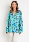 Serafina Collection One Size Floral Tunic Blouse, Teal