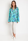 Serafina Collection One Size Floral Tunic Blouse, Teal