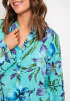 Serafina Collection One Size Floral Tunic Blouse, Teal