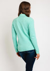 Serafina Collection Button Collar Cable Knit Sweater, Green